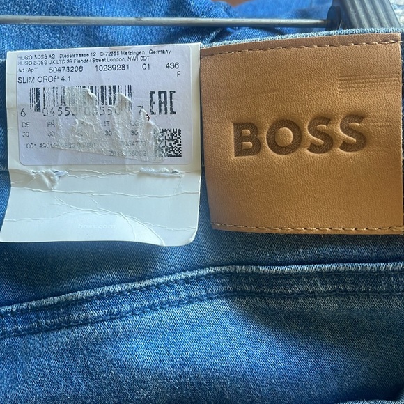 HUGO BOSS Raw Hem Ankle Crop Slim Leg Jeans In Bright Blue Women's size 30 - Picture 8 of 8